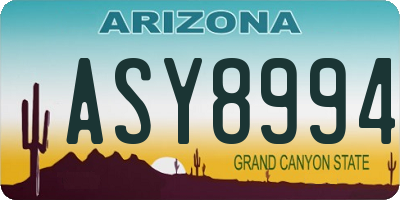 AZ license plate ASY8994