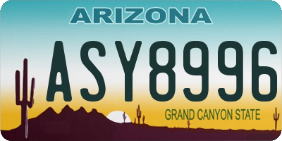 AZ license plate ASY8996