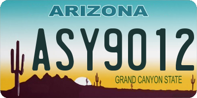 AZ license plate ASY9012