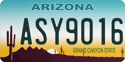 AZ license plate ASY9016