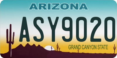 AZ license plate ASY9020