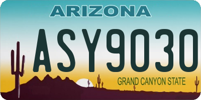 AZ license plate ASY9030
