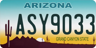 AZ license plate ASY9033