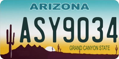 AZ license plate ASY9034