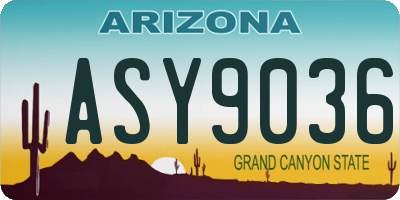 AZ license plate ASY9036