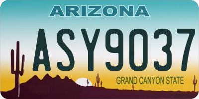 AZ license plate ASY9037