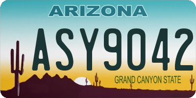 AZ license plate ASY9042