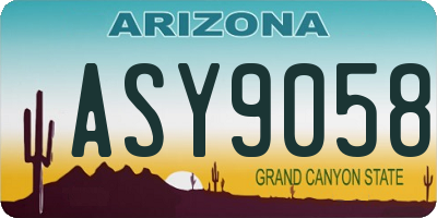 AZ license plate ASY9058
