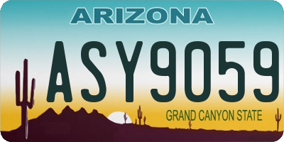 AZ license plate ASY9059