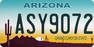 AZ license plate ASY9072