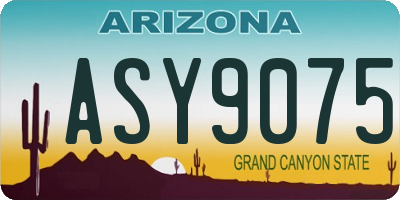 AZ license plate ASY9075