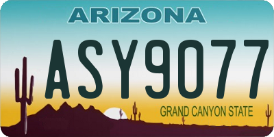AZ license plate ASY9077