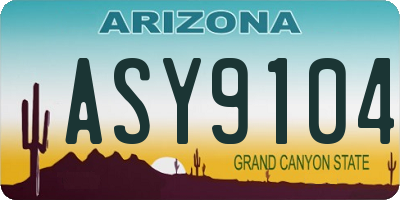 AZ license plate ASY9104