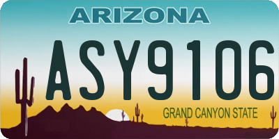 AZ license plate ASY9106