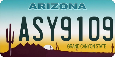 AZ license plate ASY9109