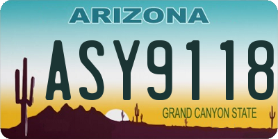 AZ license plate ASY9118