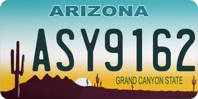 AZ license plate ASY9162