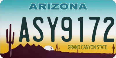 AZ license plate ASY9172