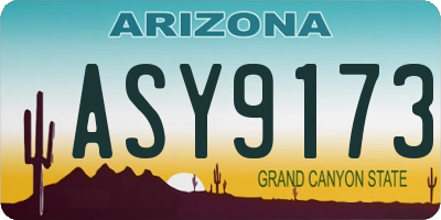 AZ license plate ASY9173