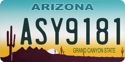 AZ license plate ASY9181