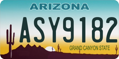 AZ license plate ASY9182