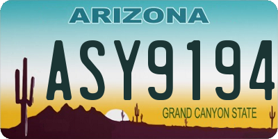 AZ license plate ASY9194