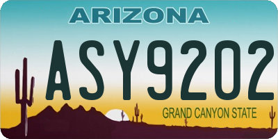 AZ license plate ASY9202