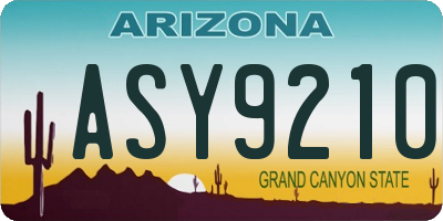 AZ license plate ASY9210