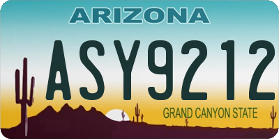AZ license plate ASY9212