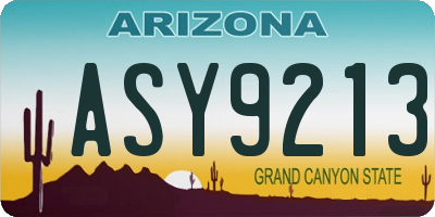AZ license plate ASY9213