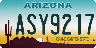 AZ license plate ASY9217