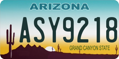 AZ license plate ASY9218