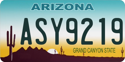 AZ license plate ASY9219
