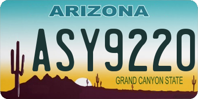 AZ license plate ASY9220