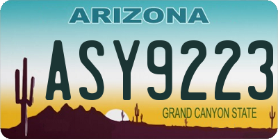 AZ license plate ASY9223