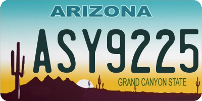 AZ license plate ASY9225