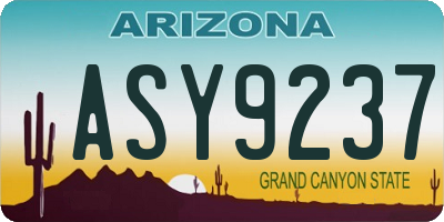 AZ license plate ASY9237