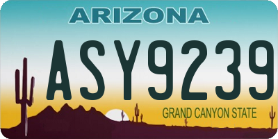 AZ license plate ASY9239