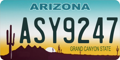 AZ license plate ASY9247