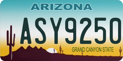 AZ license plate ASY9250