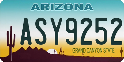 AZ license plate ASY9252
