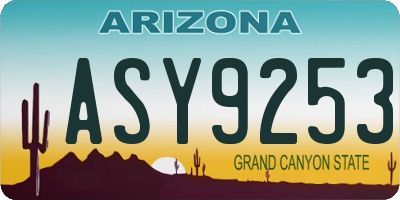 AZ license plate ASY9253