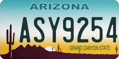 AZ license plate ASY9254