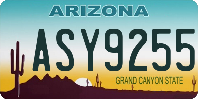 AZ license plate ASY9255