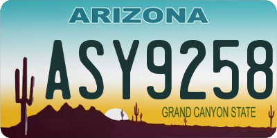 AZ license plate ASY9258