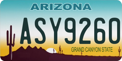 AZ license plate ASY9260