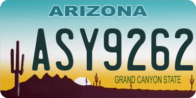 AZ license plate ASY9262