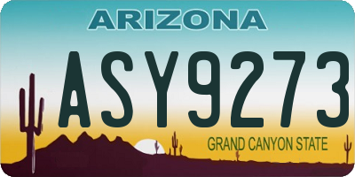AZ license plate ASY9273