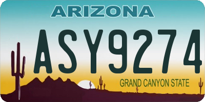 AZ license plate ASY9274