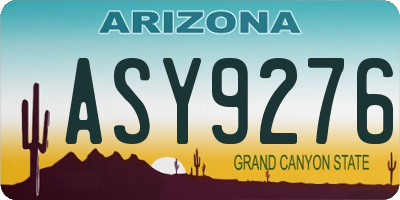 AZ license plate ASY9276